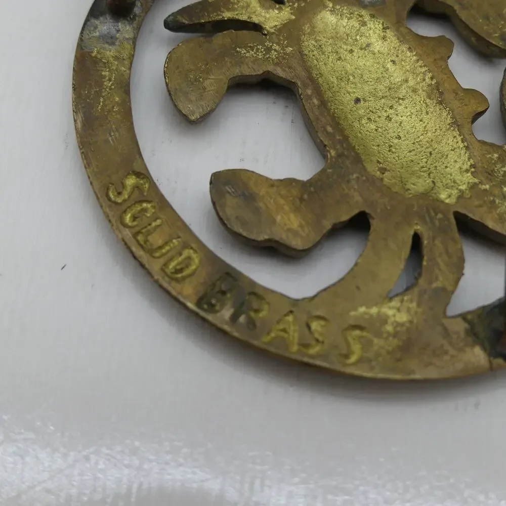 Vintage Solid Brass Crab Belt Buckle Round Nautical Coastal Beachwear Unisex